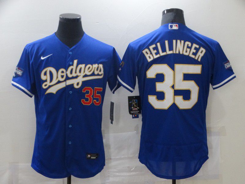 Men Los Angeles Dodgers #35 Bellinger Blue Elite 2021 Nike MLB Jersey
